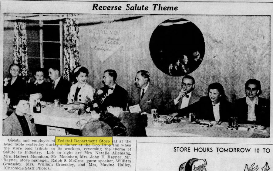 Federals (Federal Department Store) - Oct 2 1952 Article